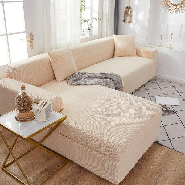 ﻿GoodFIT Sofa Cover - Single Seater - Beige-Fleece - Happee Shoppee